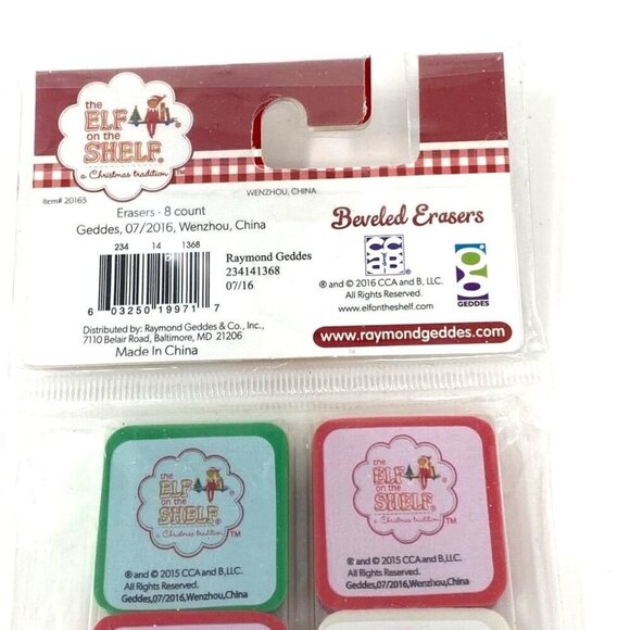 The Elf On The Shelf 8 Count Erasers Stocking Stuffers Gifts - Picture 4 of 5